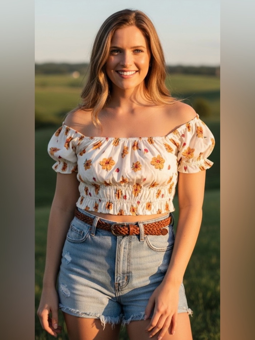 ☀️ Billy J Del Sol Floral Crop Top Size 8 NWT